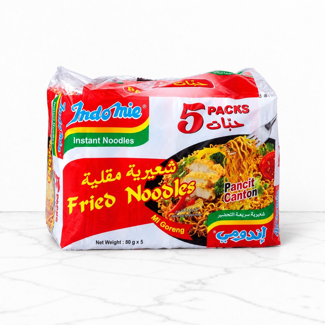 نودل فوری گوشت اندومی با طعم رشته سرخ شده بسته ۵ عددی ۴۰۰ گرم