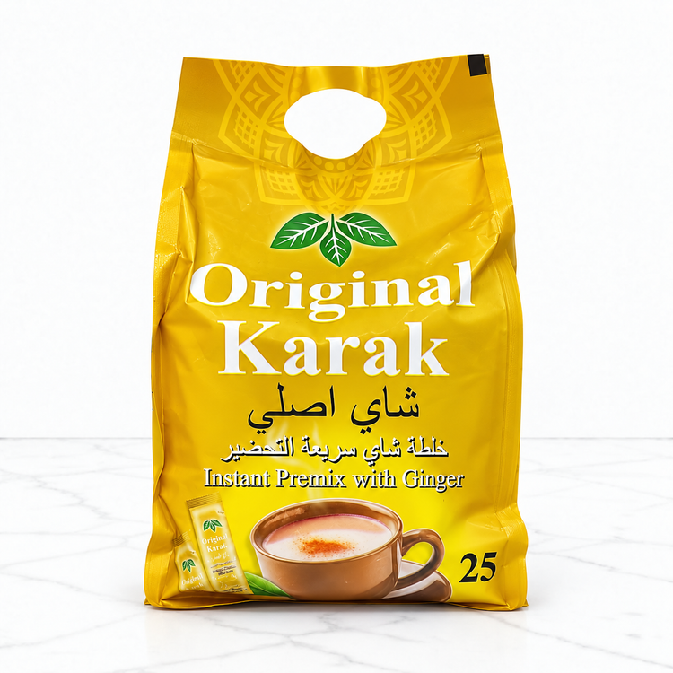 چای کرک فوری اورجینال ۲۵ ساشهای ۵۰۰ گرم | ۴ طعم هل، زنجبیل، زعفران و ماسالا