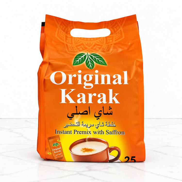 چای کرک فوری اورجینال ۲۵ ساشهای ۵۰۰ گرم | ۴ طعم هل، زنجبیل، زعفران و ماسالا